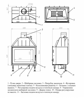 Каминная топка LK ЭЛЬБРУС 700 (литьевой шамот)